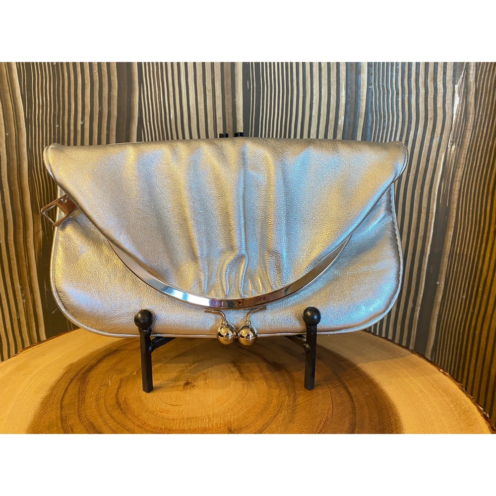 HOBO Silver Metallic Clutch Wristlet